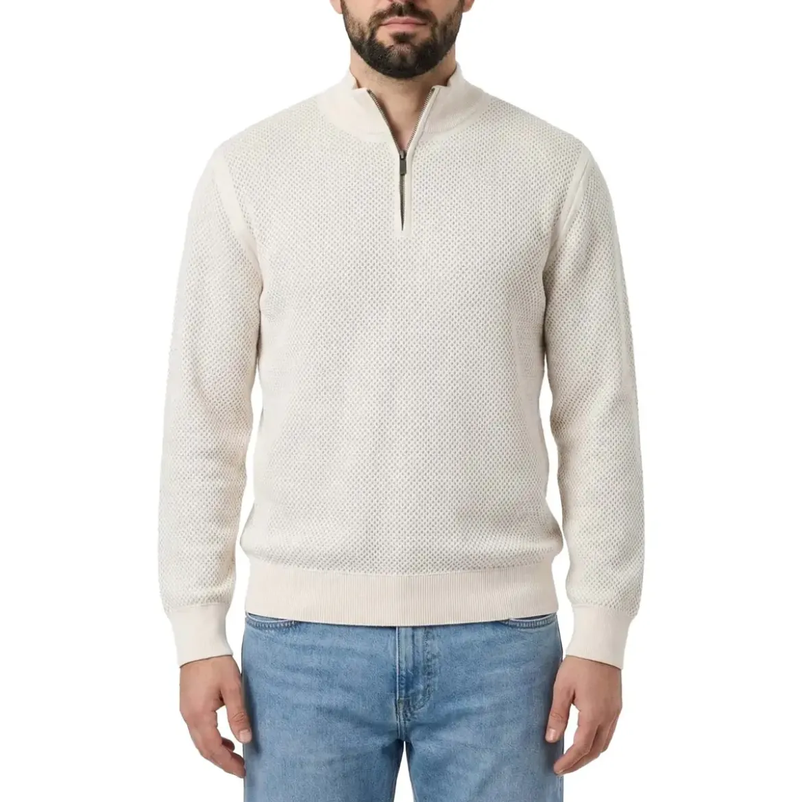 Maurizio Baldassari Troyer aus Woll-Seiden-Mix beige Pullover
