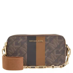 MICHAEL Michael Kors Jet Set Small Double Zip Camra Chain Xbody Brown Luggage Crossbody Bag