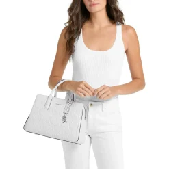 MICHAEL Michael Kors Laila Md Satchel Optic White Satchel