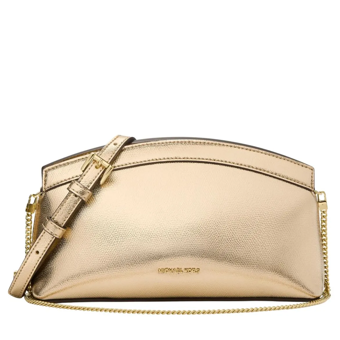 MICHAEL Michael Kors Sm Dome Chn Clutch Xbody Pale Gold Clutch