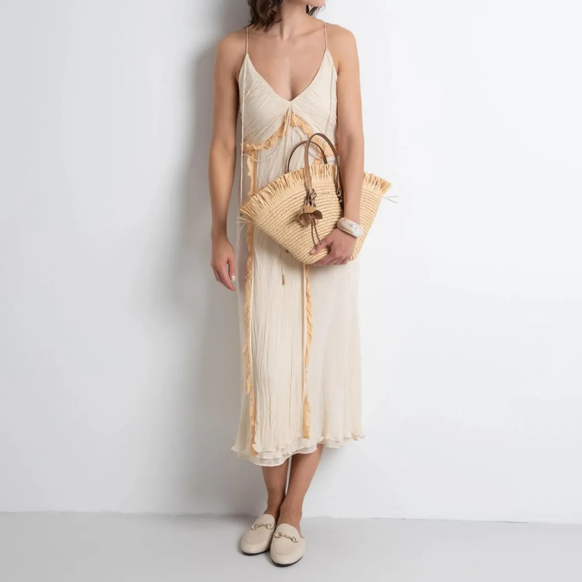 MICHAEL Michael Kors Sm Fan Tote Nat/peanut Korbtasche