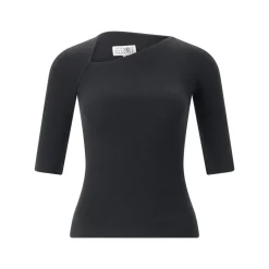MM6 Maison Margiela T-Shirt aus Baumwolle & Schurwolle schwarz 3/4-Arm-Shirt