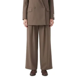 MM6 Maison Margiela Weite Hose mit Bundfalten braun Stoffhose