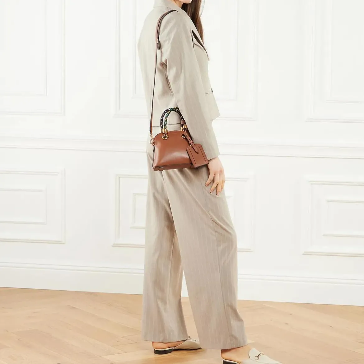 Moschino Braided Cord Cuoio Minitasche
