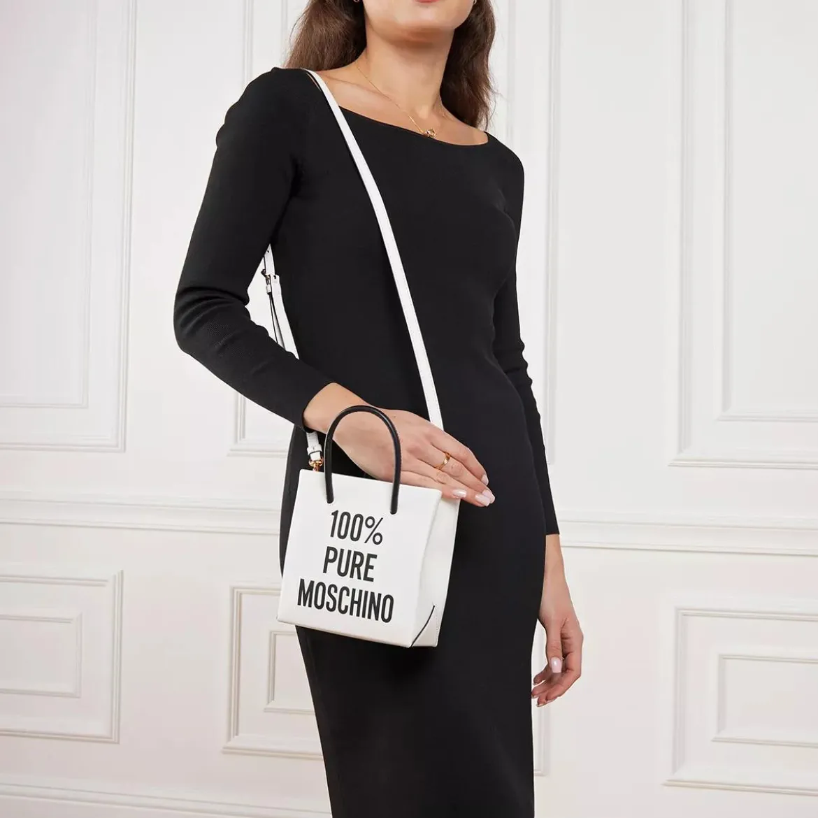 Moschino 100% Pure Moschino Shoulder Bag Fantasy Print White Crossbody Bag