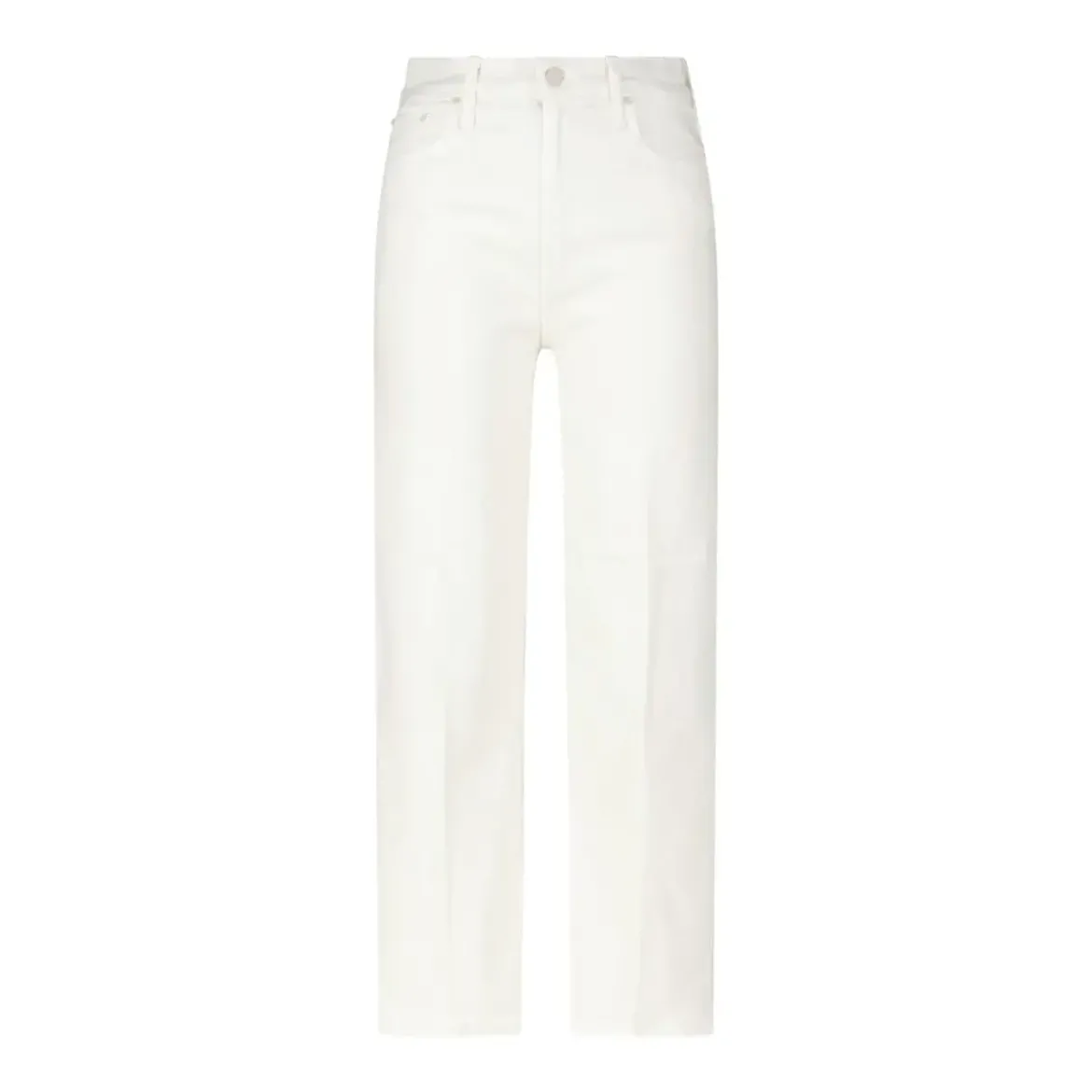 Mother Cropped Straight-Leg Jeans Creme Hose