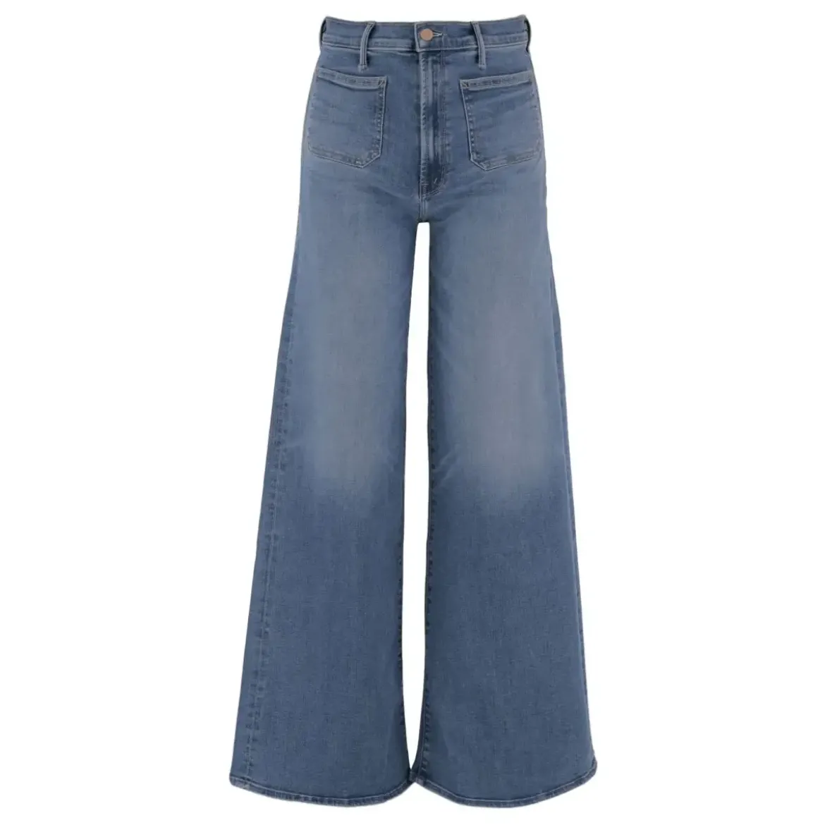Mother Wide-Leg Denim Jeans With High Waist Grey Wide Leg Jeans