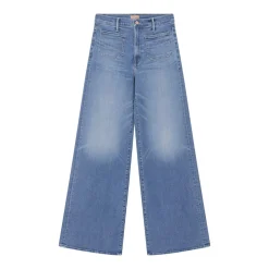 Mother Wide-Leg Denim Jeans With High Waist Grey Wide Leg Jeans