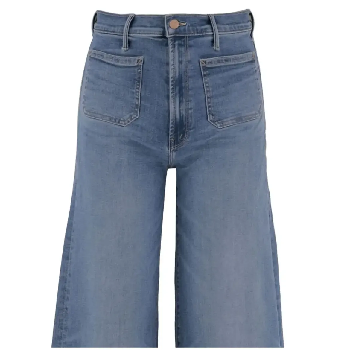 Mother Wide-Leg Denim Jeans With High Waist Grey Wide Leg Jeans