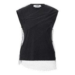 MSGM Top mit Netzdetail Schwarz Top