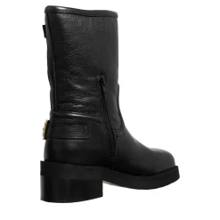 Nubikk Eve Leva Fur Black Grain Biker Boots