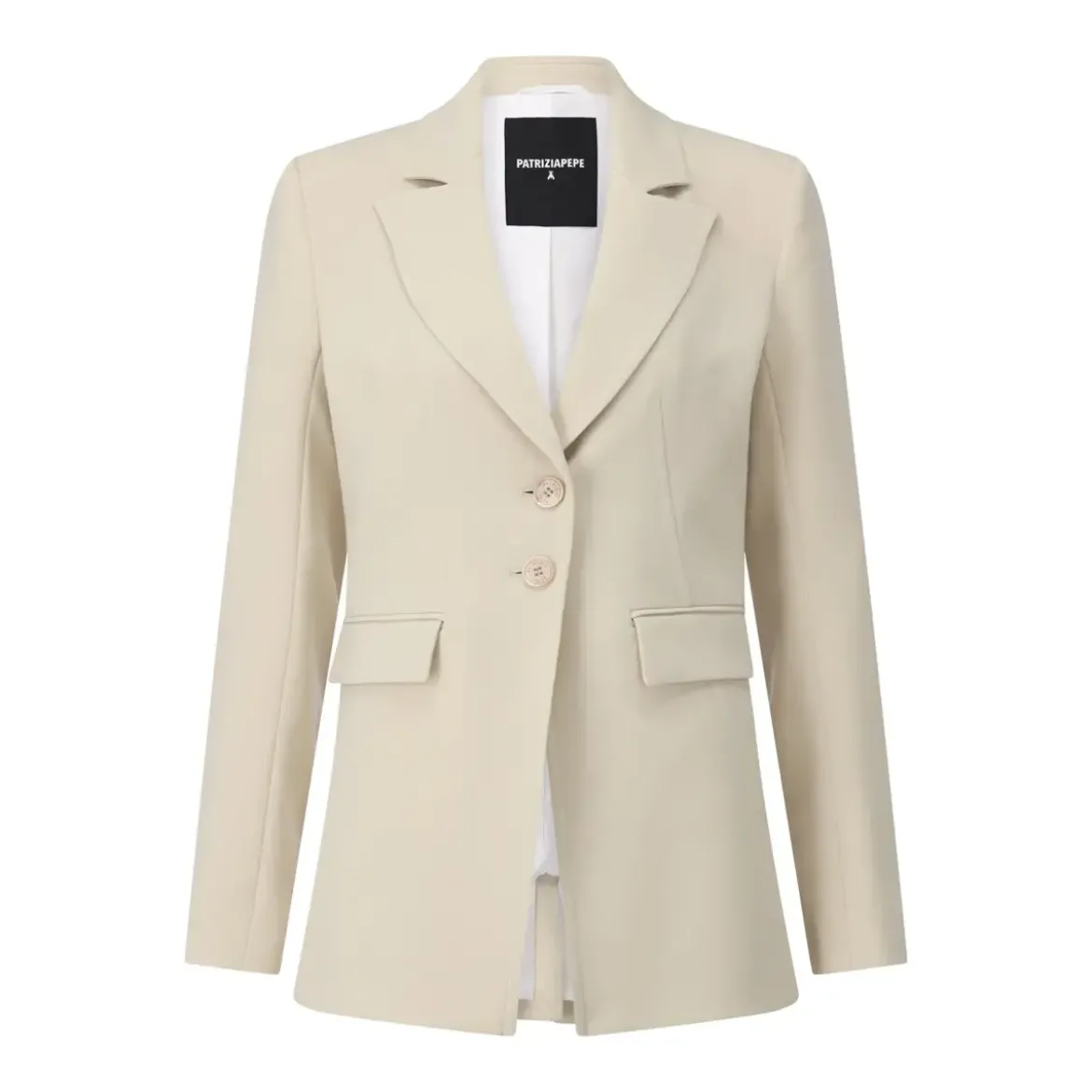 Patrizia Pepe Blazer mit Logo-Manschetten Beige Blazer