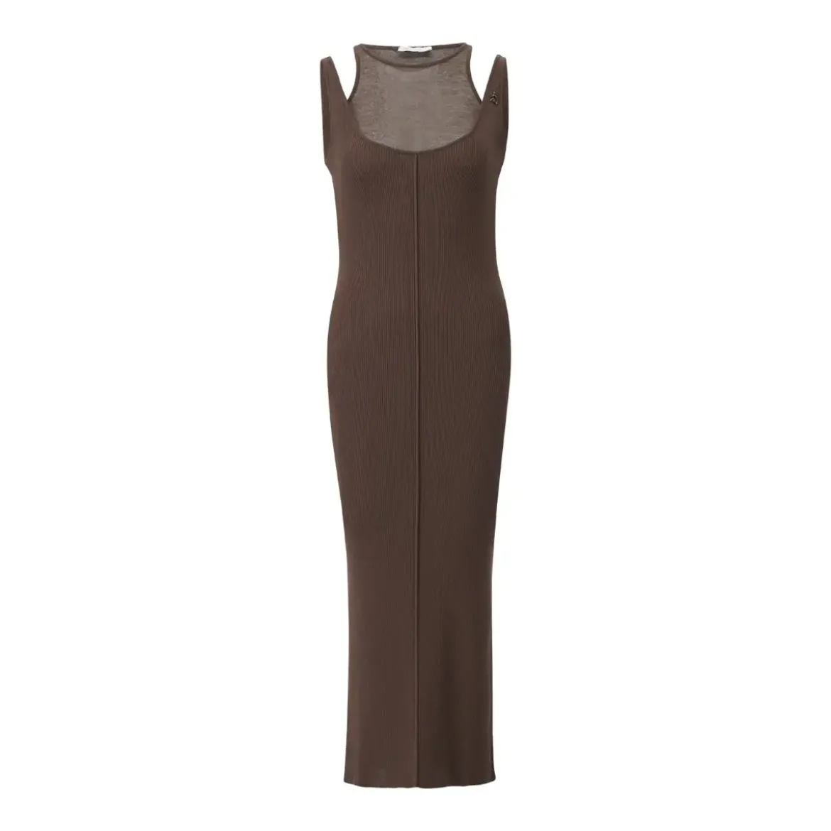 Patrizia Pepe Geripptes Midikleid Braun Strickkleid