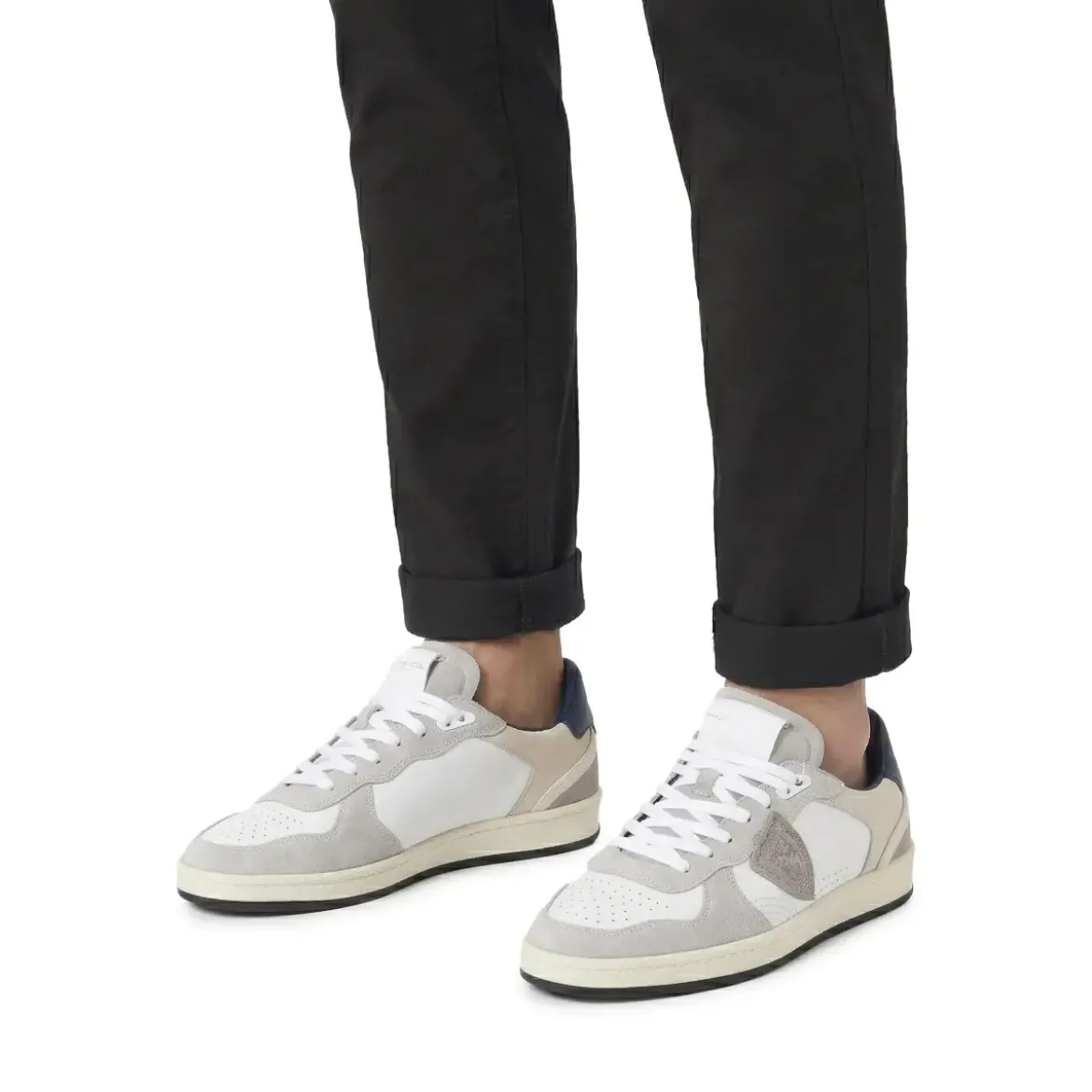 Philippe Model Low-Top Leather Sneakers With Suede Accents Grey Schnürschuhe