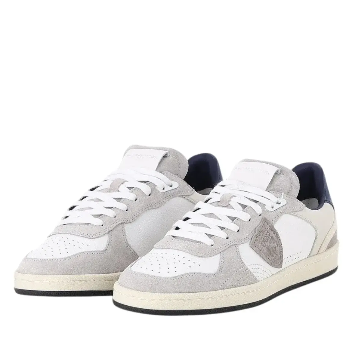 Philippe Model Low-Top Leather Sneakers With Suede Accents Grey Schnürschuhe