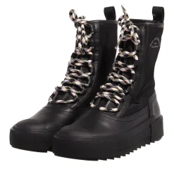 Philippe Model Paris Haute High Woman Textile Fur_Noir Noir Stiefel