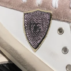 Philippe Model Prsx Low Woman Veau Python Mix_Blanc Violet Low-Top-Sneaker