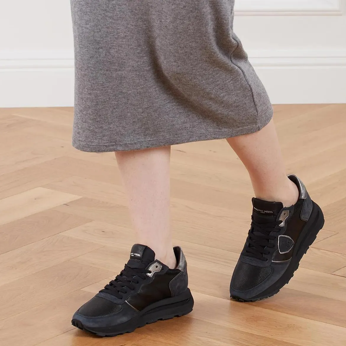 Philippe Model Tropez Haute Low Woman West Mixage_Noir Low-Top-Sneaker