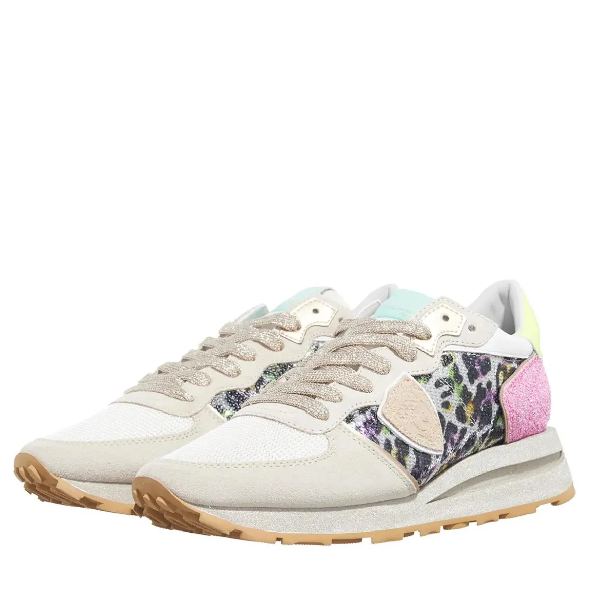 Philippe Model Tropez Haute Low Woman Paillettes Leo Leo Multi Jaune Low-Top-Sneaker
