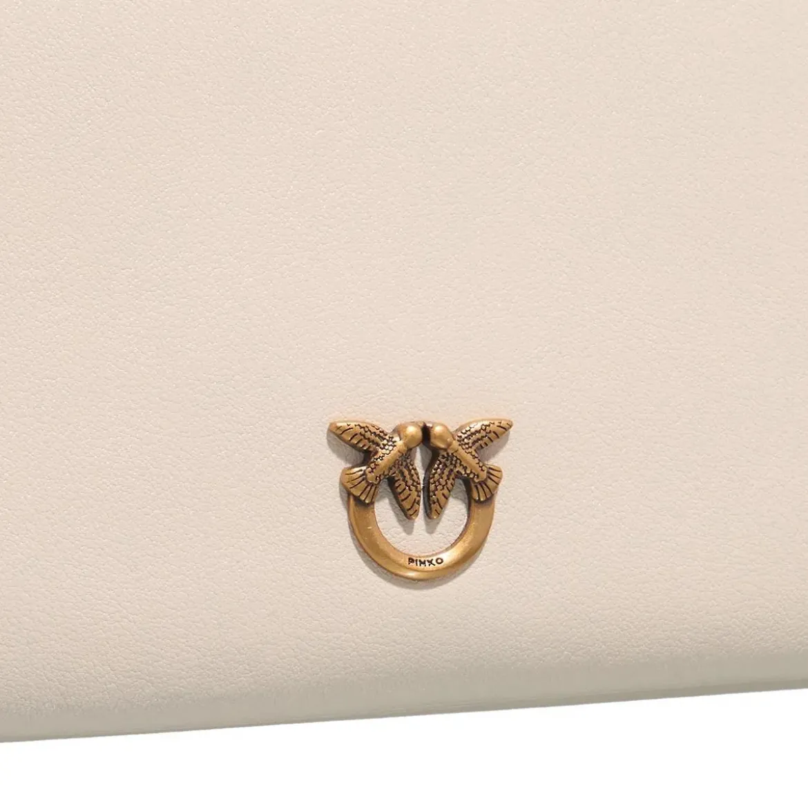 Pinko Double Mini Bianco Seta-Antique Gold Crossbody Bag