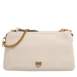 Pinko Double Mini Bianco Seta-Antique Gold Crossbody Bag