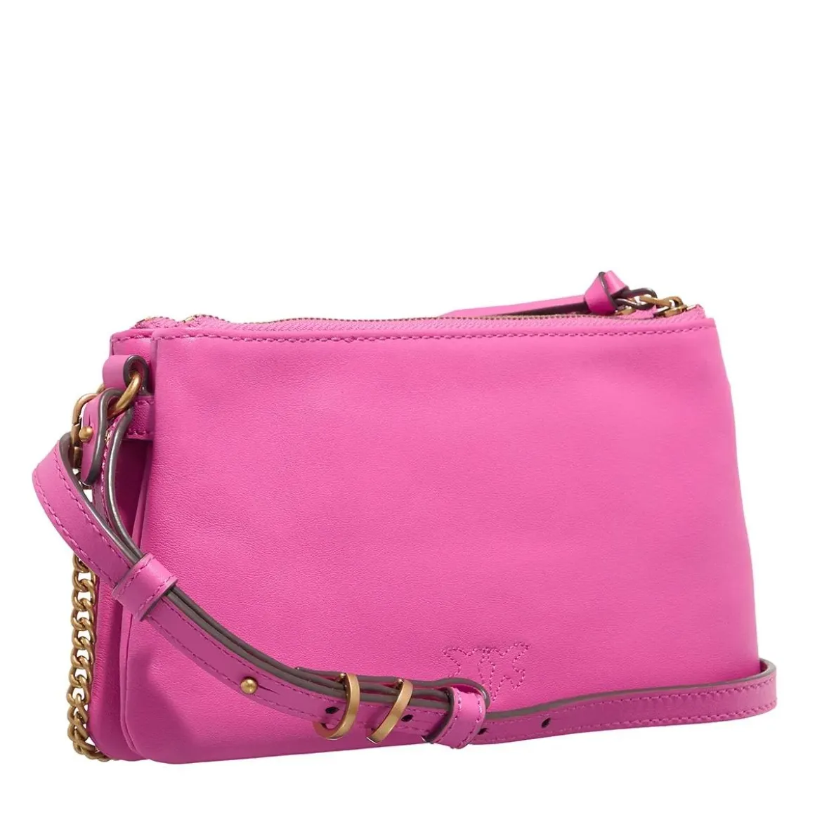 Pinko Double Mini Rosa Flogo-Antique Gold Crossbody Bag