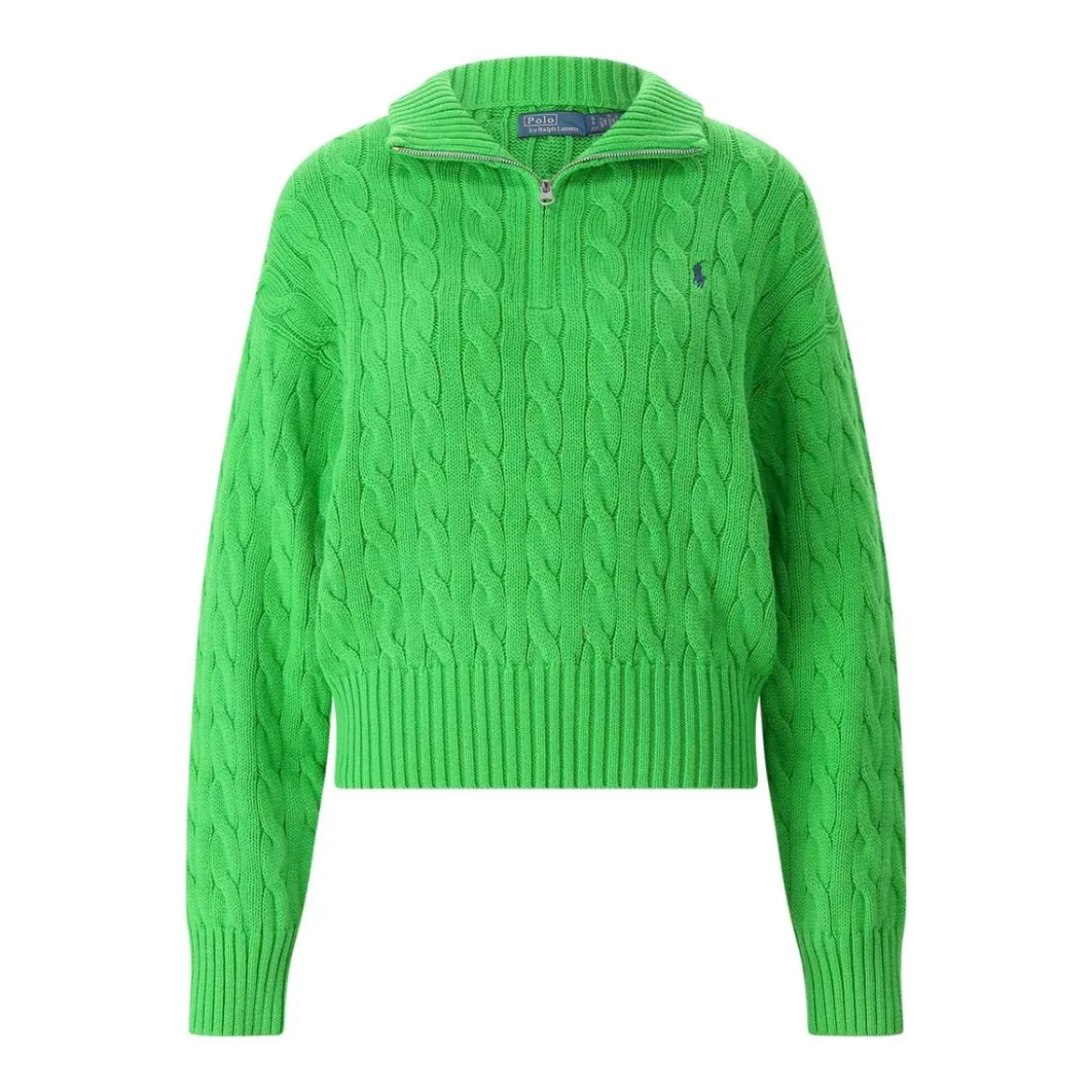 Polo Ralph Lauren Cable-Knit Sweater With Quarter-Zip And Ribbed Cuf Blue Pullover