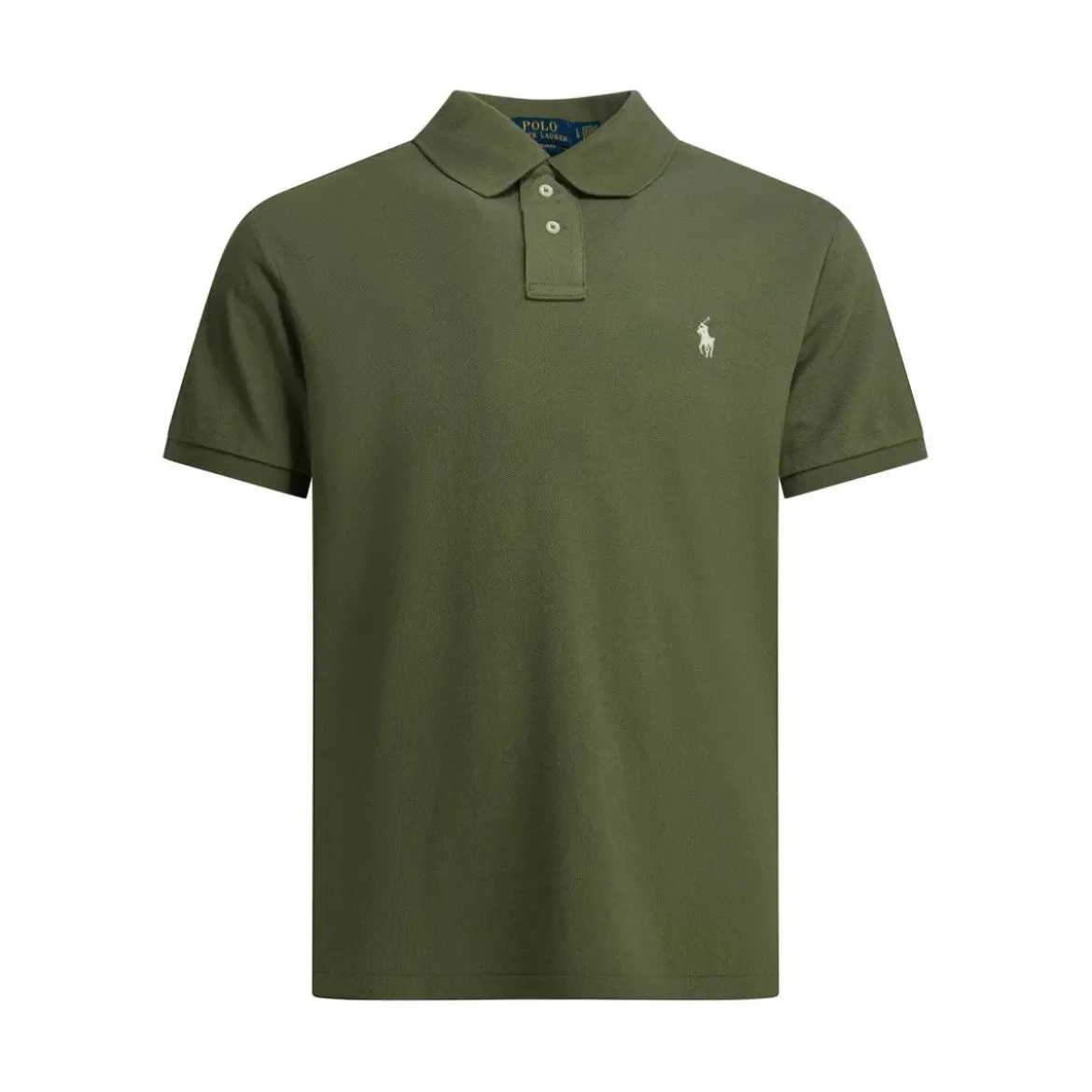 Polo Ralph Lauren Classic Green Polo Shirt With Textured Fabric AndGrey Poloshirt