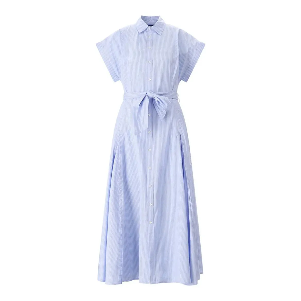 Polo Ralph Lauren Gestreiftes Blusenkleid in Midi-Länge blau Hemdblusenkleid