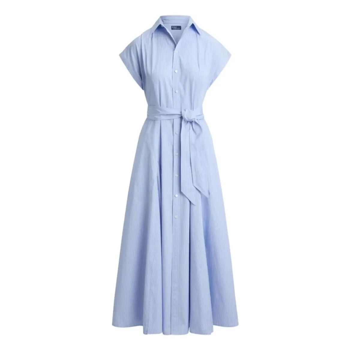 Polo Ralph Lauren Gestreiftes Blusenkleid in Midi-Länge blau Hemdblusenkleid