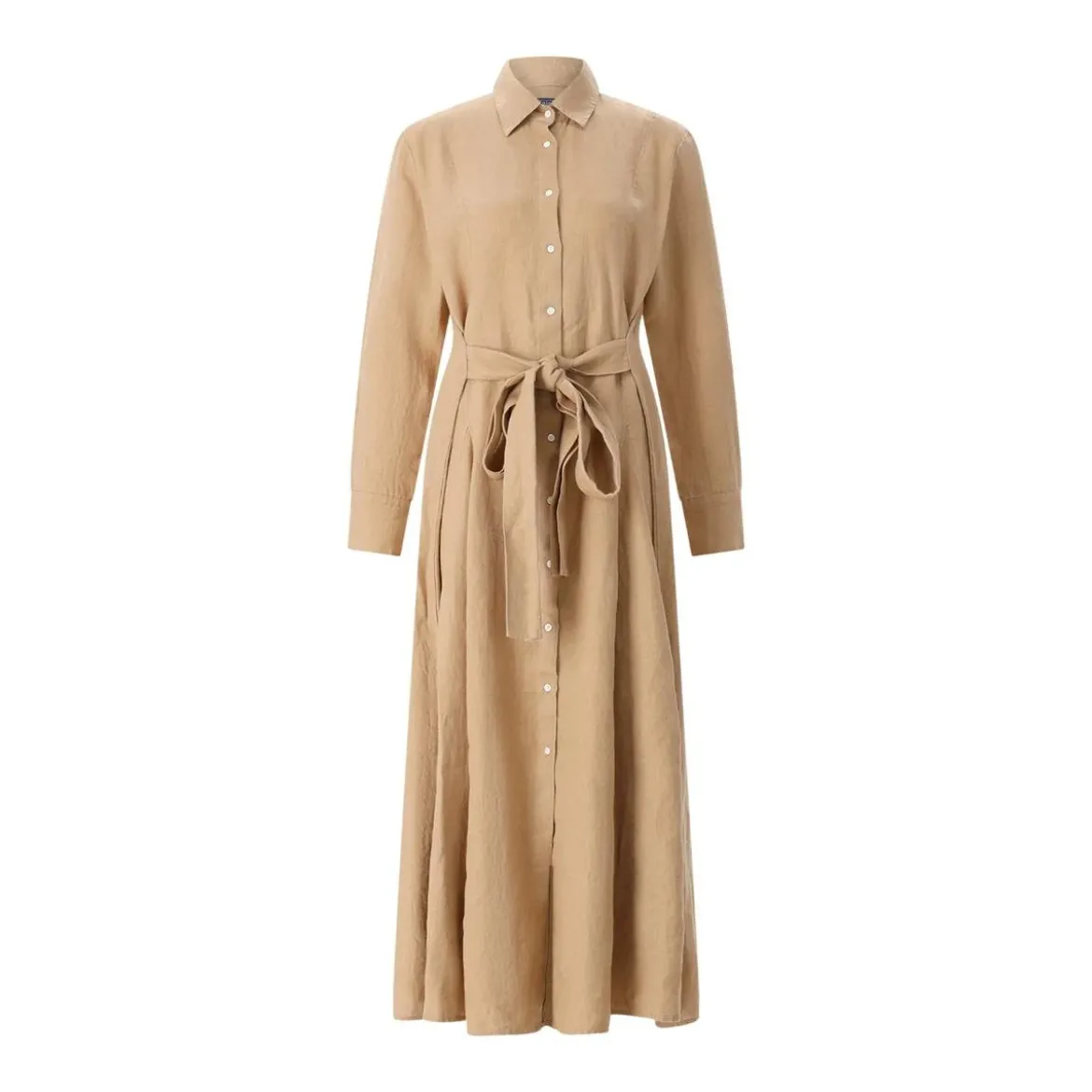 Polo Ralph Lauren Hemdkleid aus Leinen braun Hemdblusenkleid