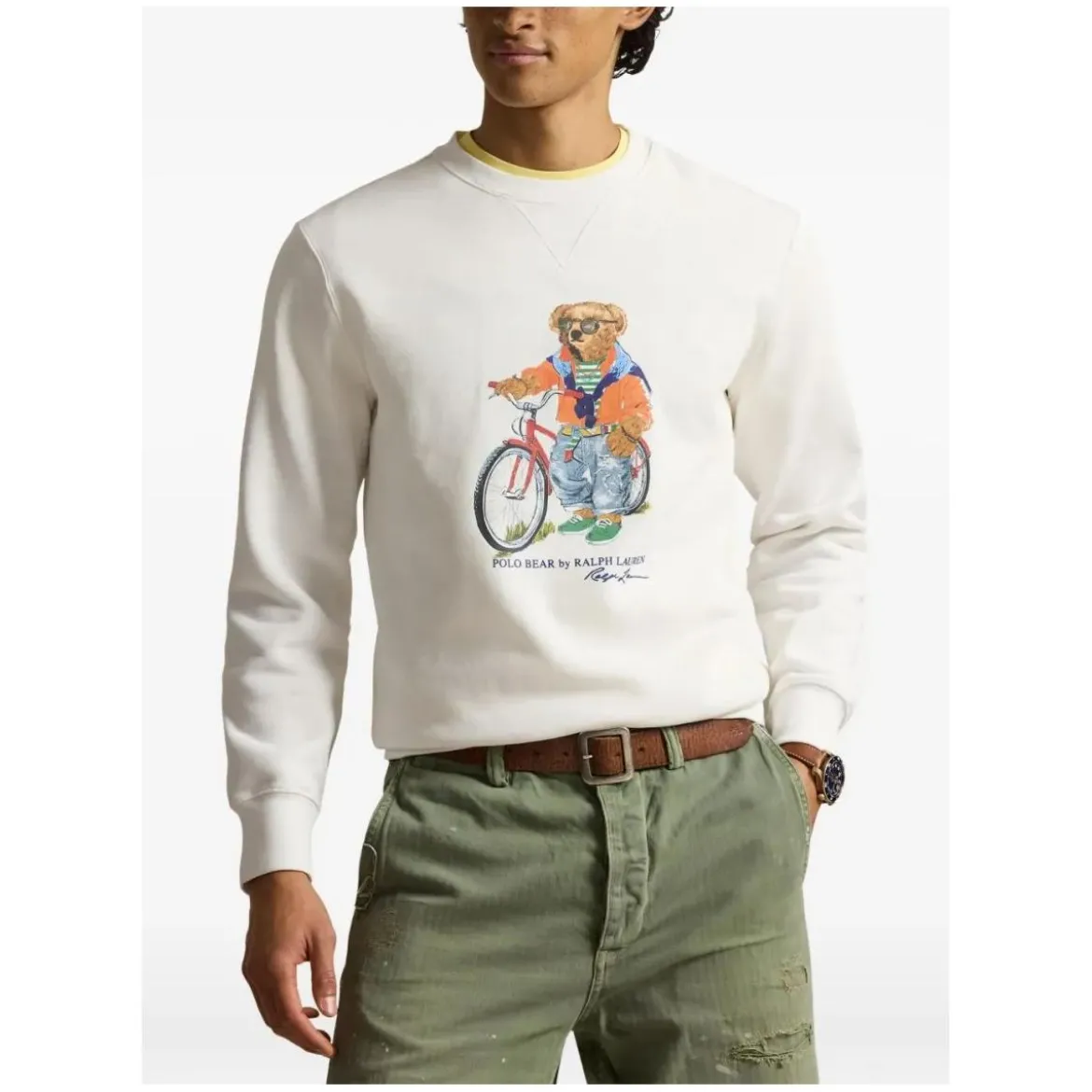 Polo Ralph Lauren Ribbed Crewneck Sweatshirt White Sweatshirt