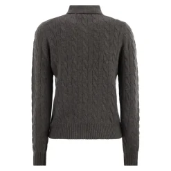 Polo Ralph Lauren Strickpullover mit Zopfstrick Grau Longsleeve