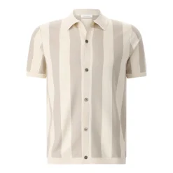 PROFUOMO Kurzarmhemd aus Baumwolle & Seide beige Hemd