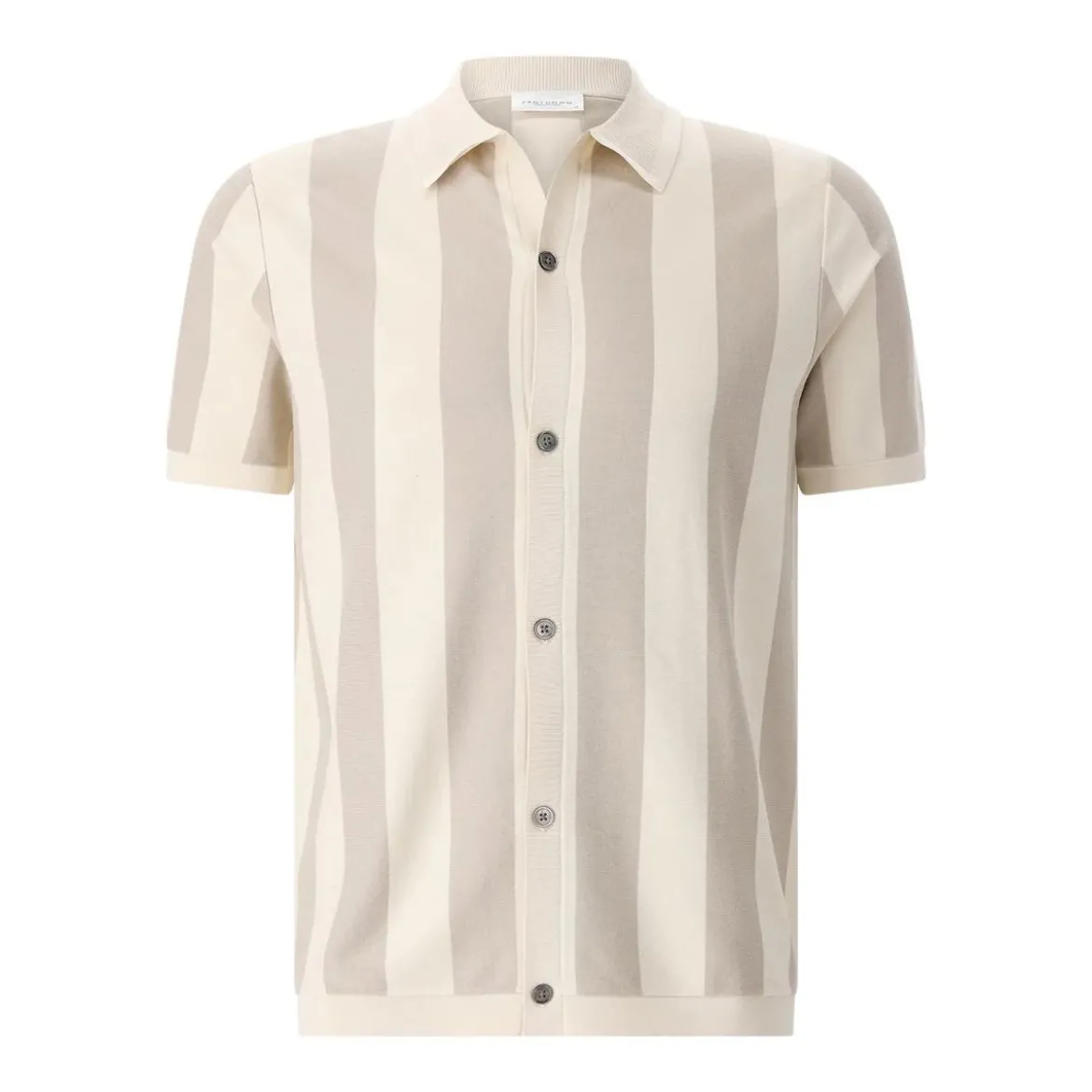 PROFUOMO Kurzarmhemd aus Baumwolle & Seide beige Hemd