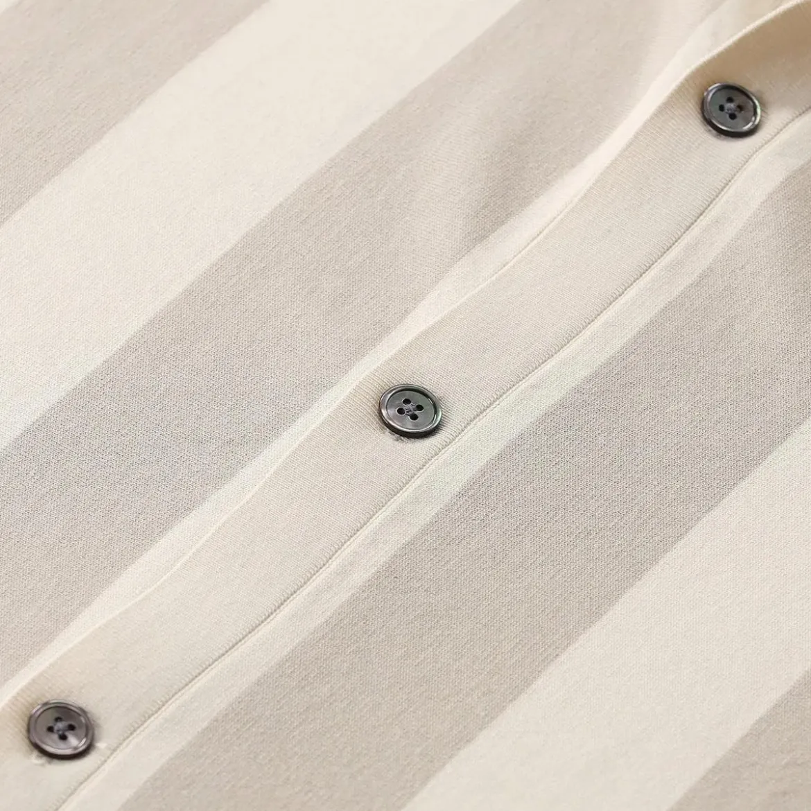 PROFUOMO Kurzarmhemd aus Baumwolle & Seide beige Hemd