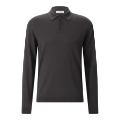 Roberto Collina Longsleeve aus Merinowolle dunkelblau Poloshirt
