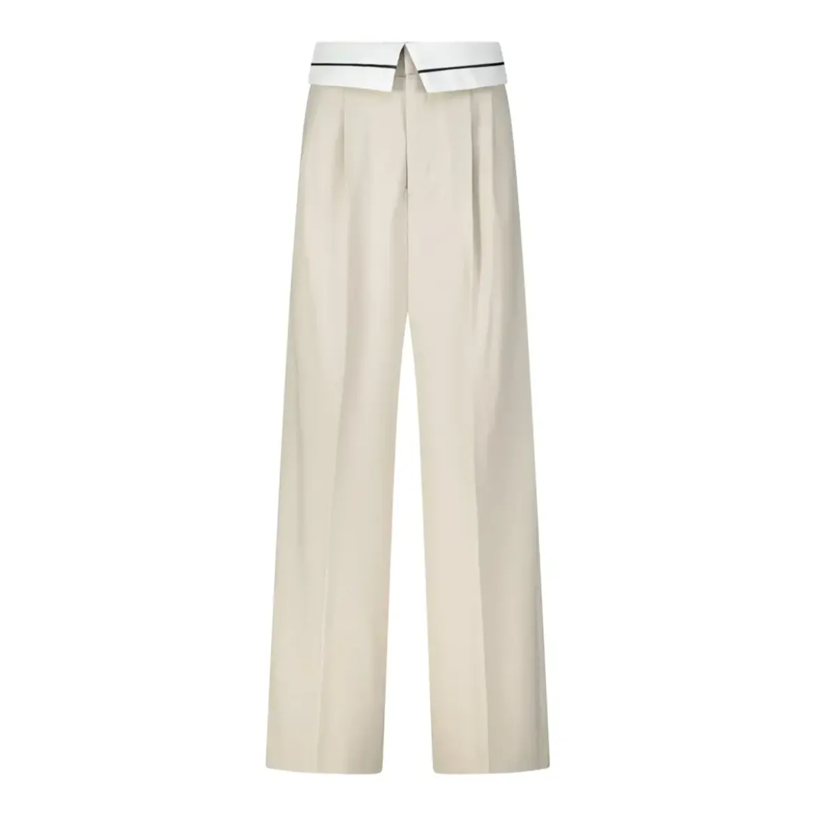 ROSSI Bundfaltenhose Noa Collar Beige Marlene-Hose