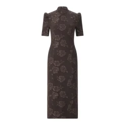 Rotate Jacquard Midikleid braun Midikleid