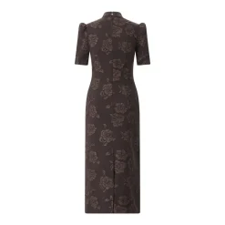 Rotate Jacquard Midikleid braun Midikleid