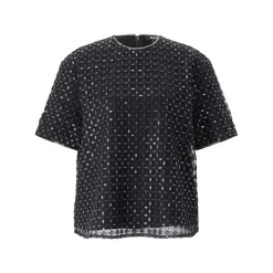 Rotate Shirt mit Pailletten schwarz T-Shirt