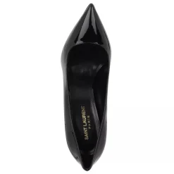 Saint Laurent Logo High Heel Pumps Leather Black Pumps