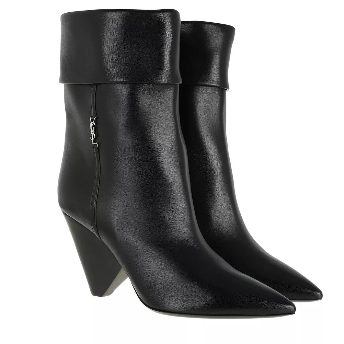 Saint Laurent Niki Monogram Booties Smooth Leather Black Stiefel