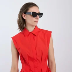Saint Laurent YSL cat-eye oversized acetate sunglasses Black-Black-Grey Sonnenbrille