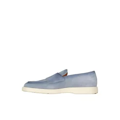 Santoni Doppel-Monkstraps aus Veloursleder Hellblau Schnürschuhe