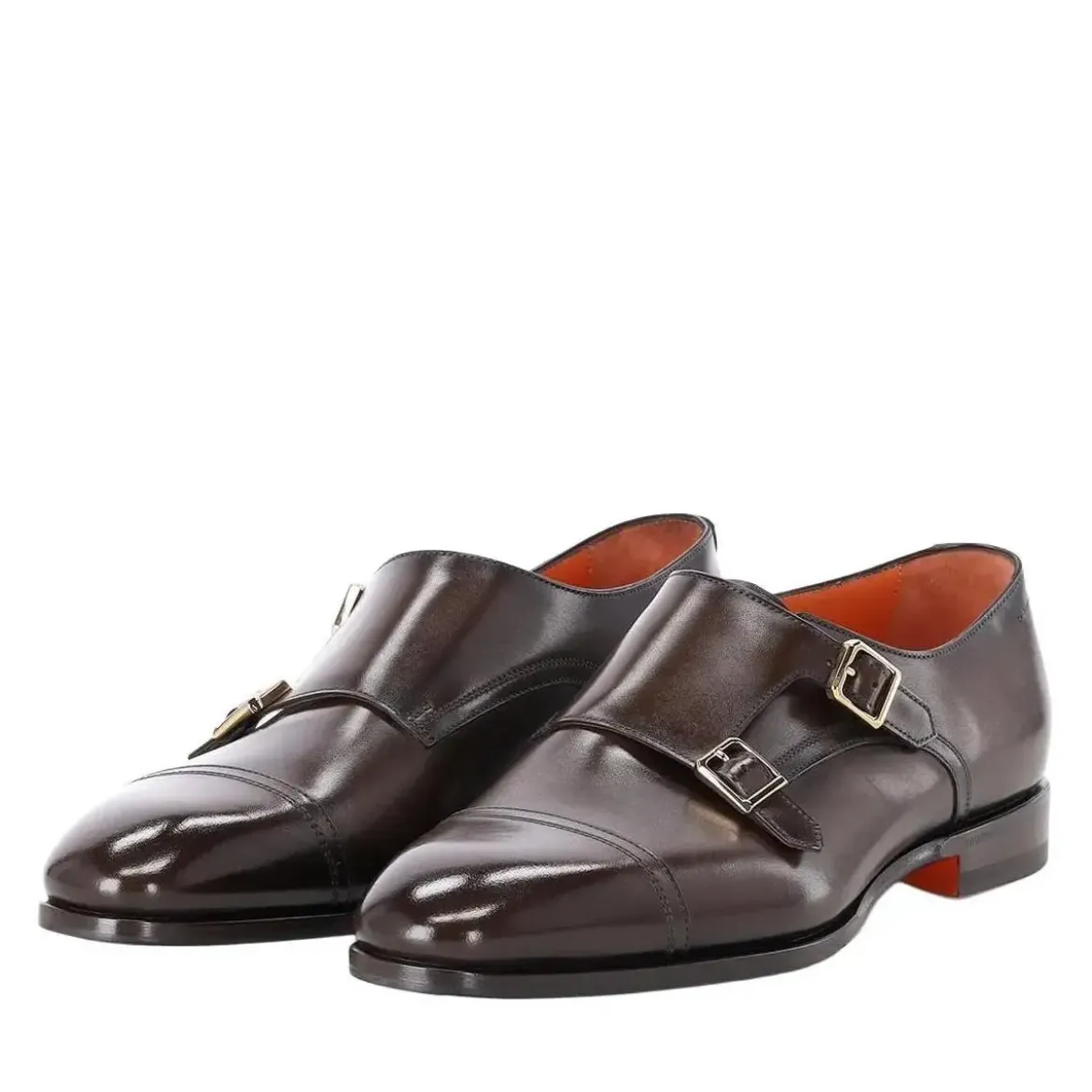 Santoni Doppel-Monkstraps aus Leder braun Schnürschuhe
