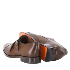 Santoni Doppel-Monkstraps aus Glattleder braun Schnürschuhe
