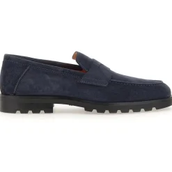 Santoni Flat Shoes Blue blau Loafer