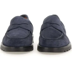 Santoni Flat Shoes Blue blau Loafer