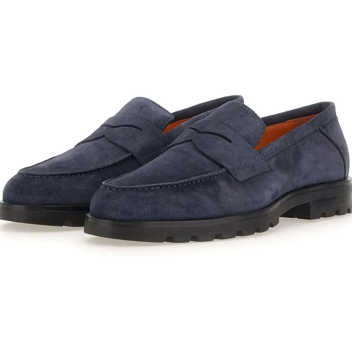 Santoni Flat Shoes Blue blau Loafer